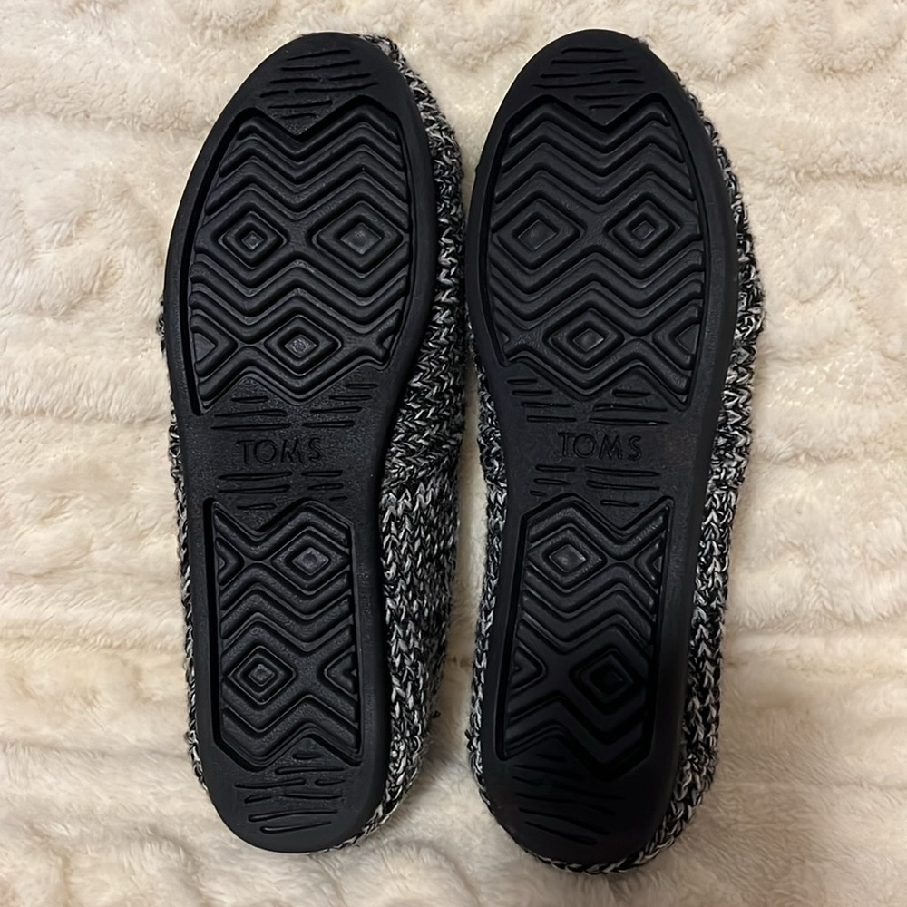 Toms Alpargata Charcoal Gray Black Sweater Fur Inside Leather Sole 8M - Picture 15 of 15